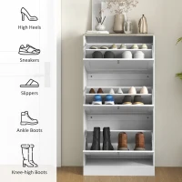 HOMCOM Modern Compact Three-Drawer Shoe Storage Cabinet - White(m-6)