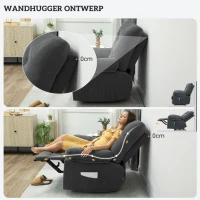 HOMCOM Relaxstoel met Massage, 8 Vibratiepunten, Verstelbare Voetsteun, Zijvak, Ligstoel, Grijs(m-10)