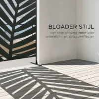 Outsunny Buitenscherm Privacy Stalen Frame Palmblad Silhouet 120x198 cm, Zwart(m-4)