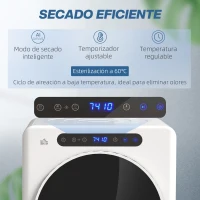 HOMCOM Secadora de Evacuación 3 KG 1000W Función Antiarrugas Función Esterilizar Temporizador Pantalla LED Táctil Blanco(m-4)