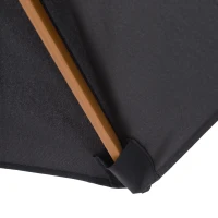 Outsunny Ombrellone da Giardino Rotondo con Palo in Legno, Ø2,5 m, Nero(m-3)