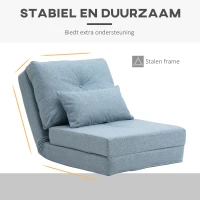 HOMCOM Vloerstoel Opvouwbaar Matras Slaapmat, 2-in-1 design, afneembaar kussen, 60 x 80 x 56 cm, Hemelsblauw(m-7)