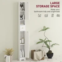 HOMCOM 185 cm Tall Bathroom Cabinet with Arched Doors - White(m-4)