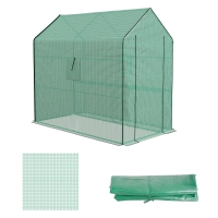 Outsunny Bâche de remplacement pour serre de jardin 140 x 213 x 190 cm avec fenêtre, porte anti-UV pour le jardin - Vert