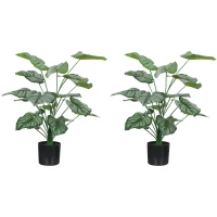 HOMCOM Dekorative künstliche Pflanzen 65 cm Künstliche Pflanzen mit Topf und Blättern für Innenbereich Grün(m-6)