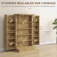 HOMCOM Buffet cuisine meuble cuisine rangement avec 12 étagères à portes étagères réglables 60 x 30 x 104 cm effet bois naturel(m-6)