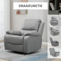 HOMCOM relaxfauteuil, verstelbare rugleuning, draaibaar, tuimelfunctie, met voetsteun, staal, grijs, 93 x 100 x 98 Hcm(m-6)