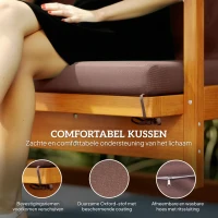 Outsunny Hollywoodschommel met Zonnedak, Echthouten Tuinschommel, Schommelbank met Ligfunctie, Voor 3 Personen, Bruin(m-7)