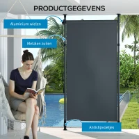 Outsunny Verstelbare Freestanding Zonnescherm zonder Boren - Aluminium Frame - 1,2 x 2,2-3,1 m - Donkergrijs(m-7)