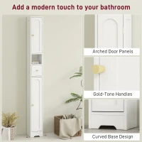 HOMCOM 185 cm Tall Bathroom Cabinet with Arched Doors - White(m-6)