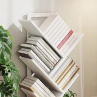 HOMCOM Libreria a Forma di Albero con 9 Ripiani e Sistema Anti-Ribaltamento per Soggiorno Camera da Letto 50x24x136 cm Bianco(m-3)