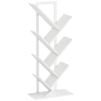 HOMCOM Estantería en Forma de Árbol con 7 Estantes y Sistema Antivuelco para Salón Dormitorio 50x24x109 cm Blanco(m-1)
