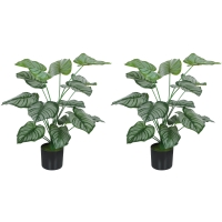 HOMCOM Dekorative künstliche Pflanzen 65 cm Künstliche Pflanzen mit Topf und Blättern für Innenbereich Grün