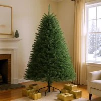 HOMCOM Albero di Natale Artificiale da 195 cm con 1838 Rami con Base in Acciaio per Interni, Verde(m-8)