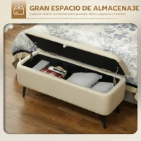 HOMCOM Banco de Almacenaje con Tapa Abatible y Patas de Acero para Dormitorio Salón Entrada 101x38,5x44,5 cm Beige(m-4)