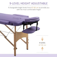 HOMCOM Portable Massage Bed, Folding Spa Beauty Massage Table with 2 Sections, Carry Bag and Wooden Frame, Purple(m-4)