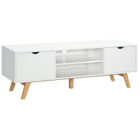 HOMCOM TV Schrank, TV-Kommode, Schrankelement mit Schubladen und Offene Regale, MDF, Weiß, 150 x 39 x 50 cm