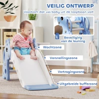 AIYAPLAY 3-in-1 Kinder Glijbaan in Giraffenvorm met Basketbalring, Bal, Blauw(m-7)