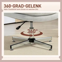 HOMCOM Bureaustoel zonder armleunen, comfortabele bureaustoel met gepolsterde zitting en verstelbare hoogte, Crème-wit(m-6)