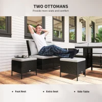 Outsunny Set Mobili Rattan da Esterno 6pz con Cuscini Giardino Nero(m-7)