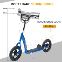 HOMCOM kinderstep scooter step stadsscooter kinderscooter kickboard 12 inch blauw 120 x 52 x 80-88 cm(m-5)