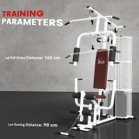 HOMCOM Multifunction Home Gym Weight Training Workout Station Fitness Strength Machine, White(m-7)