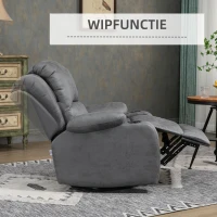 HOMCOM Fauteuil met voetsteun en ligfunctie, incl. bekerhouder, tv-fauteuil, grijs(m-5)