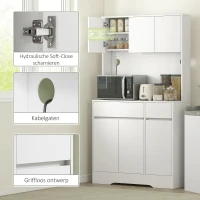 HOMCOM Keukenkast met Open Werkblad, 6 Kastdeuren, 2 Laden, Verstelbare Planken, Kabelgaten, Spaanplaat, Wit(m-6)