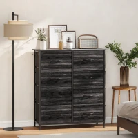 HOMCOM Chest of Eight Fabric Drawers - Black(m-2)