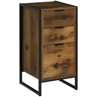 HOMCOM Kommode mit 3 Schubladen, Schubladenschrank in Industrie Stil, Beistellschrank, Büroschrank, Metall, 39 x 40 x 76,5 cm(m-1)