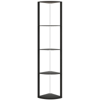 HOMCOM RGB LED Floor Lamp with Shelves, 4-Tier Dimmable Standing Lamp with Remote Control, Black