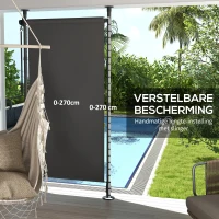 Outsunny Verstelbare Freestanding Zonnescherm zonder Boren - Aluminium Frame - 1,2 x 2,2-3,1 m - Donkergrijs(m-4)