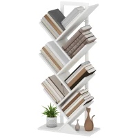 HOMCOM Baumförmiges Bücherregal mit 7 Regalen und kippsicherem System für Wohnzimmer Schlafzimmer 50x24x109 cm Weiß(m-1)
