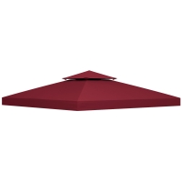 Outsunny Acoperiș de Rezervă pentru Foișor 3x3 m pe Două Niveluri și Anti-UV din Poliester cu Ventilație, Roșu