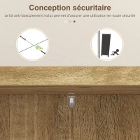 HOMCOM Buffet cuisine meuble cuisine rangement avec 12 étagères à portes étagères réglables 60 x 30 x 104 cm effet bois naturel(m-7)