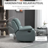 HOMCOM fauteuil met kantelverstelling tot 135°, 360 graden draaibaar, 93 cm x 100 cm x 98 cm, stalen frame, groen(m-4)