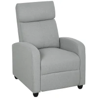 HOMCOM Relaxsessel, verstellbar 135°, ausziehbare Fußstütze, gepolsterte Lehnen, Leinen-Polyester, Hellgrau(m-10)