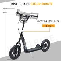 HOMCOM kinderstep scooter step stadsscooter kinderscooter kickboard 12 inch zwart 120 x 52 x 80-88 cm(m-5)