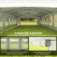 Outsunny Gazebo da Giardino 10x5m con Pareti Rimovibili e Finestre, Acciaio e Poliestere(m-5)