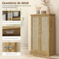 HOMCOM Buffet cuisine meuble cuisine rangement avec 12 étagères à portes étagères réglables 60 x 30 x 104 cm effet bois naturel(m-8)