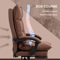 Vinsetto Fauteuil de bureau massant et chauffant, chaise de bureau, hauteur réglable, dossier inclinable, 66x74x121,5cm marron(m-5)