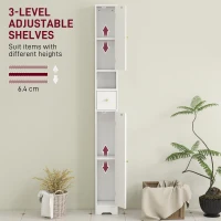 HOMCOM 185 cm Tall Bathroom Cabinet with Arched Doors - White(m-5)