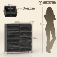 HOMCOM Chest of Eight Fabric Drawers - Black(m-3)