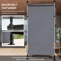 Outsunny Verstelbare Freestanding Zonnescherm zonder Boren - Aluminium Frame - 1,5 x 2,2-3,1 m - Donkergrijs(m-5)