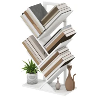 HOMCOM Baumförmiges Bücherregal mit 5 Regalen und kippsicherem System für Wohnzimmer Schlafzimmer 50x24x82 cm Weiß(m-1)