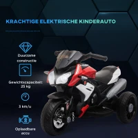HOMCOM Elektrische Kindermotor, Licht & Geluid, 3 km/u, Oplaadbaar, Kunststof & Metaal, Zwart/Rood(m-5)