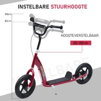 HOMCOM Veelzijdige Familie Citystep met Achterrem en 12 Inch Wielen, Rood(m-5)