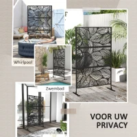 Outsunny Tuinafscheiding met bloemenpatroon, metaal, 122 x 45 x 198 cm, zwart(m-6)