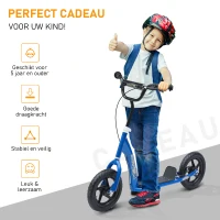 HOMCOM kinderstep scooter step stadsscooter kinderscooter kickboard 12 inch blauw 120 x 52 x 80-88 cm(m-4)