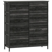 HOMCOM Chest of Eight Fabric Drawers - Black(m-1)